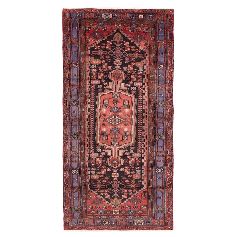 ECARPETGALLERY Hand-knotted Andelz Black, Red Wool Rug - 4'1 x 8'4