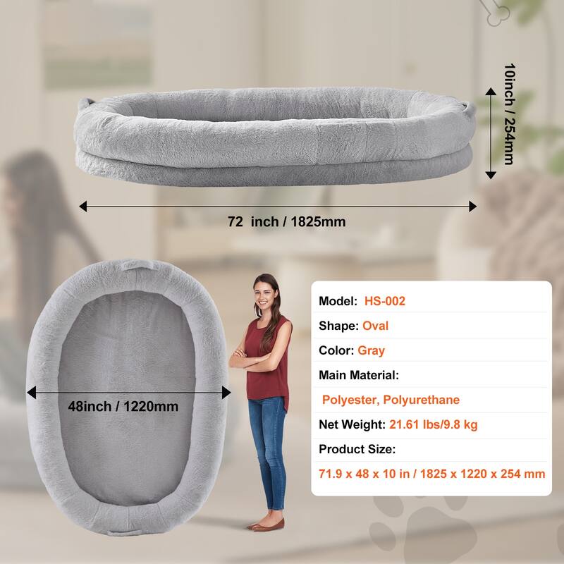 Human Dog Bed Egg Orthopedic Foam, Storage Pocket, Large Dog Bean Bed