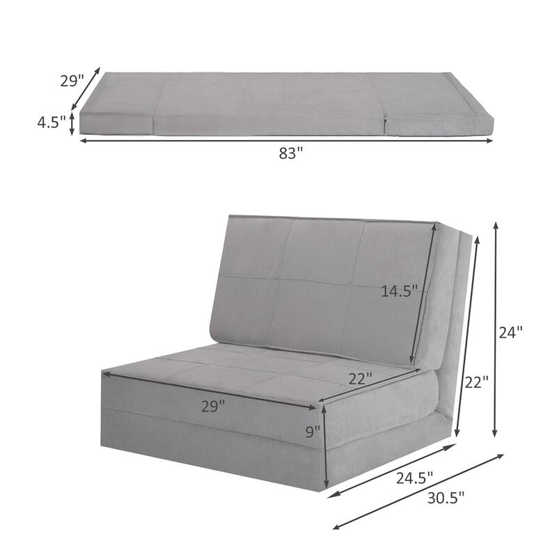 Costway Convertible Fold Down Chair Flip Out Lounger Sleeper Bed Couch