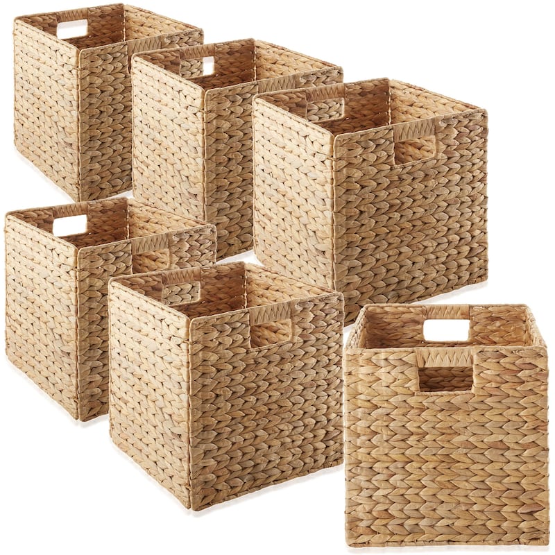 13 x 13in Water Hyacinth Storage Baskets Set of 2 - Natural - 6-Pack