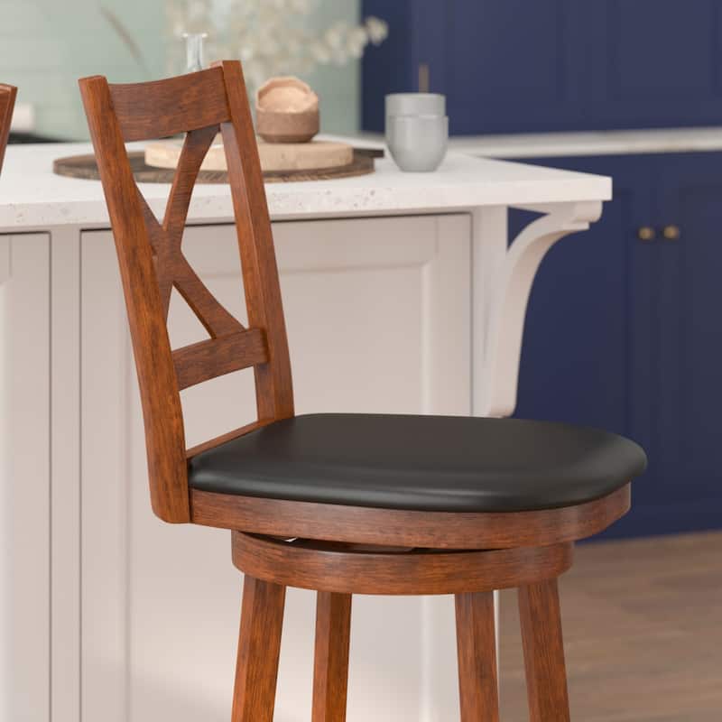 Commercial Wooden Swivel Upholstered Bar Stool
