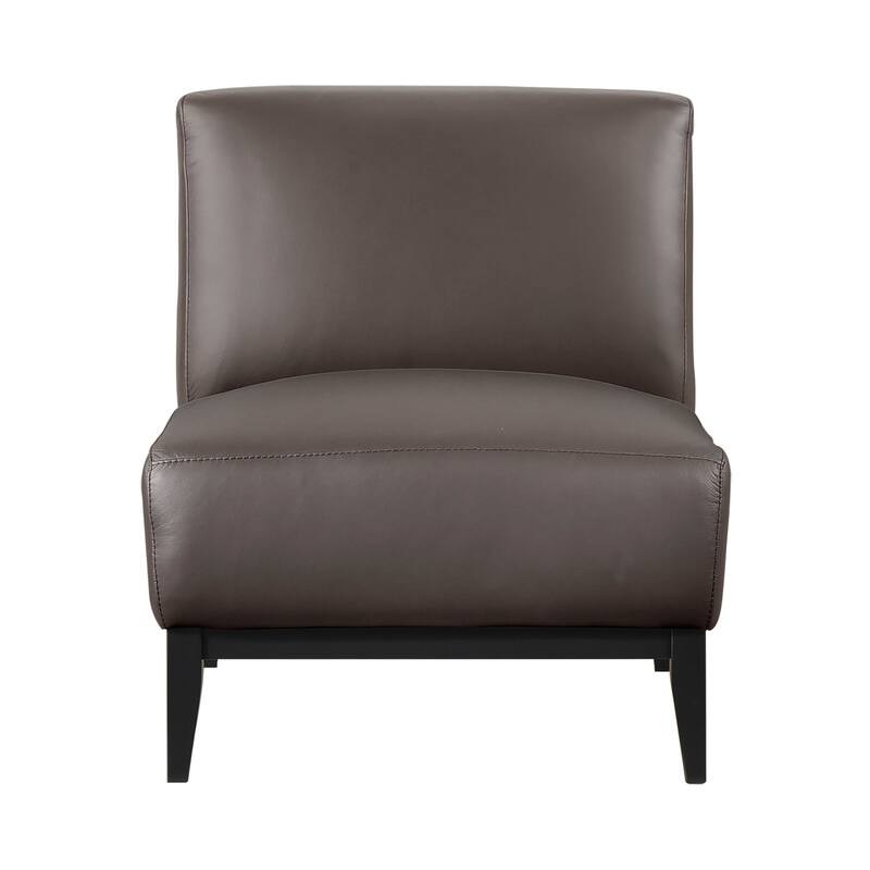 Hayes 28.5" Leather Accent Chair - Black Finish Solid Wood Legs
