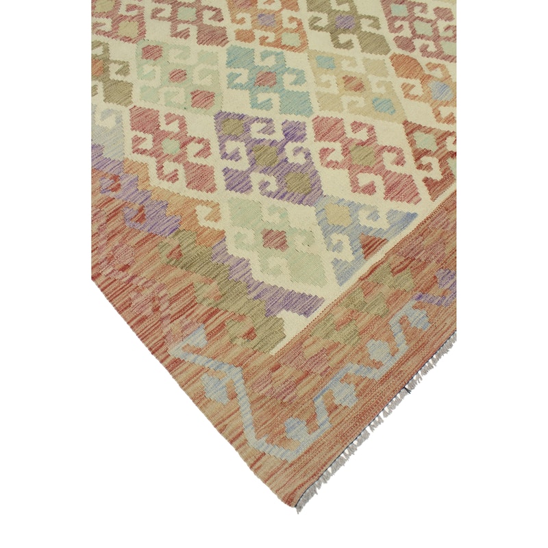 Sun Faded Flatweave Nisar Beige/Rust Rug - 5'9" x 7'9"