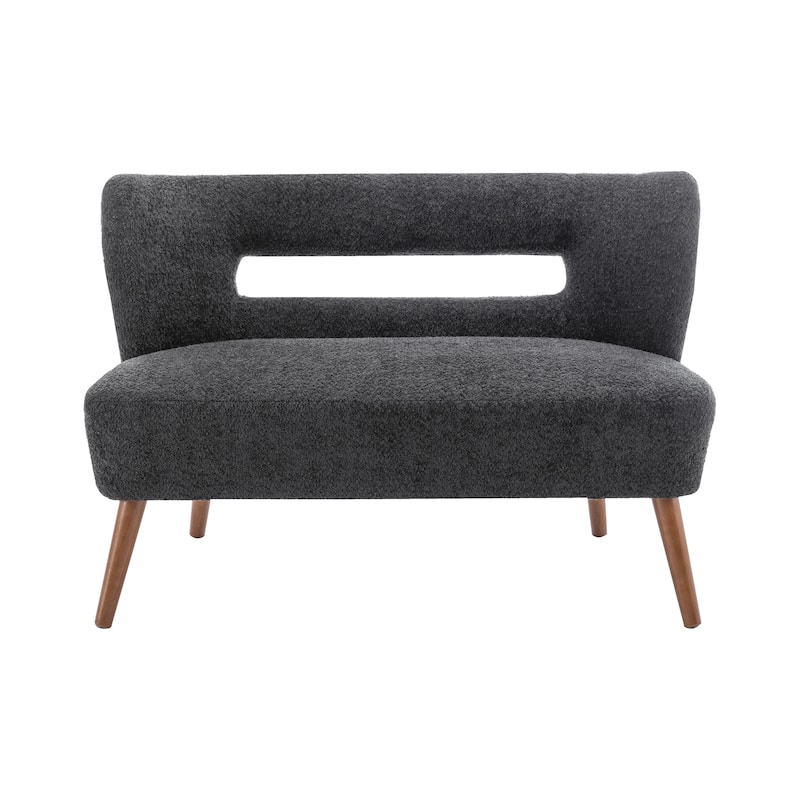 Porthos Home Hedra Sherpa Fabric Loveseat Small Couch Sofa with Wooden Legs