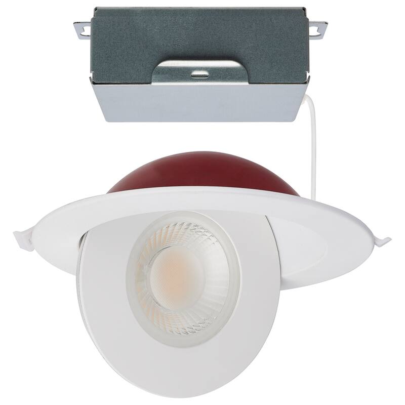 15W LED Fire Rated 6In Direct Wire Directional Downlight Round CCT Selectable Dimmable - White