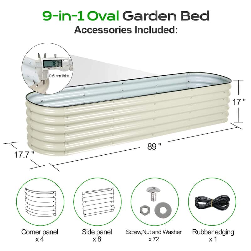 Aoodor 9-in-1 Modular Aluzinc Metal Raised Garden Bed - Outdoor Garden Planter Box for Vegetable, Flower, Herb - N/A