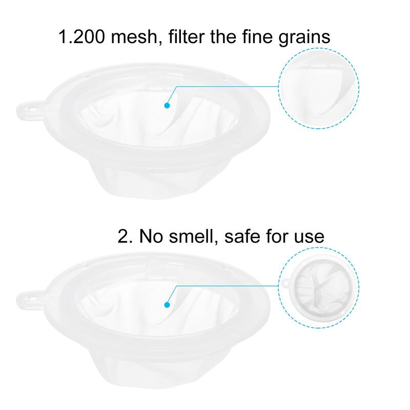 200 Mesh Food Filter Strainer, 5.1in Nylon Fine Mesh Sieve Drainer - White