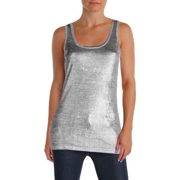 Shop Michael Michael Kors Womens Tank Top Metallic Knit Ships To