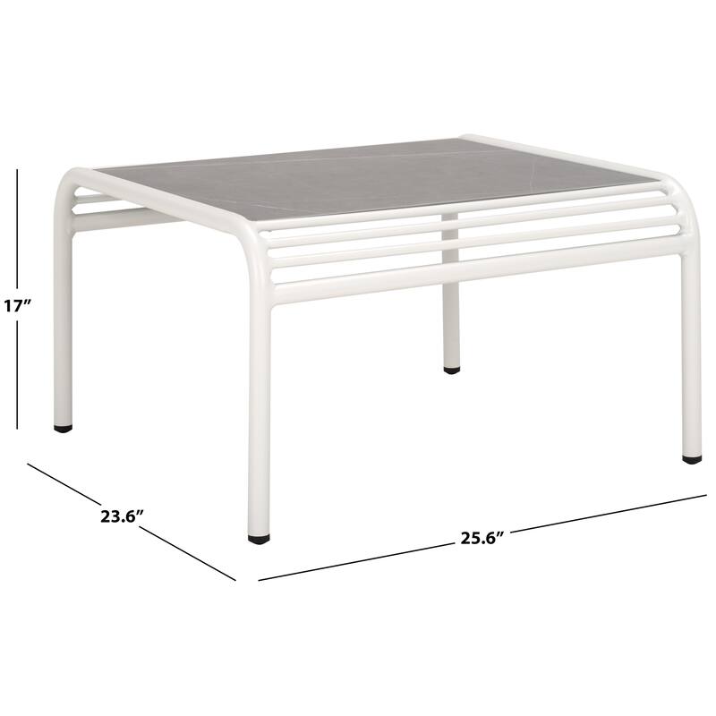 SAFAVIEH Outdoor Patio Furniture Core Sintered Stone Coffee Table, Fully Assembled - 26"W x 24"D x 17"H
