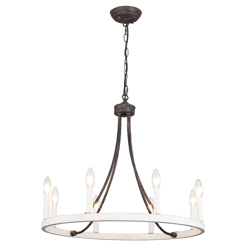 8-light Rustic Farmhouse Wagon Wheel Chandelier Candle Dining Room Lighting Fixtures for Kitchen Island Foyer - N/A