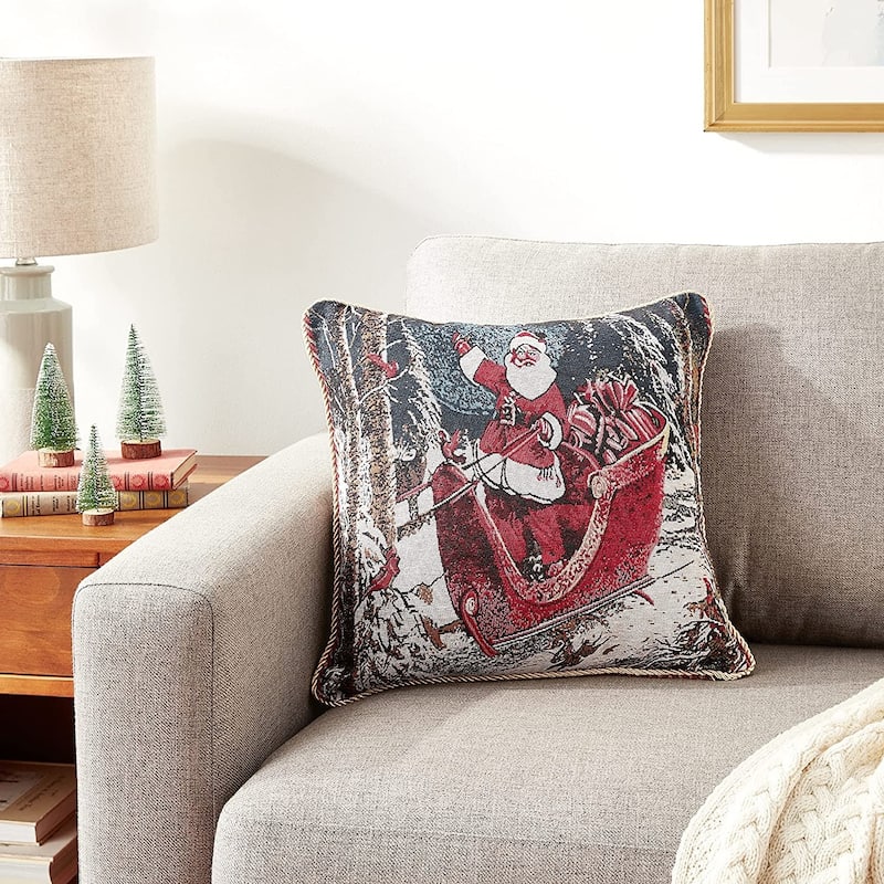 Violet Linen Seasonal Xmas Christmas Holiday Bliss Pattern Decorative Cushion Cover