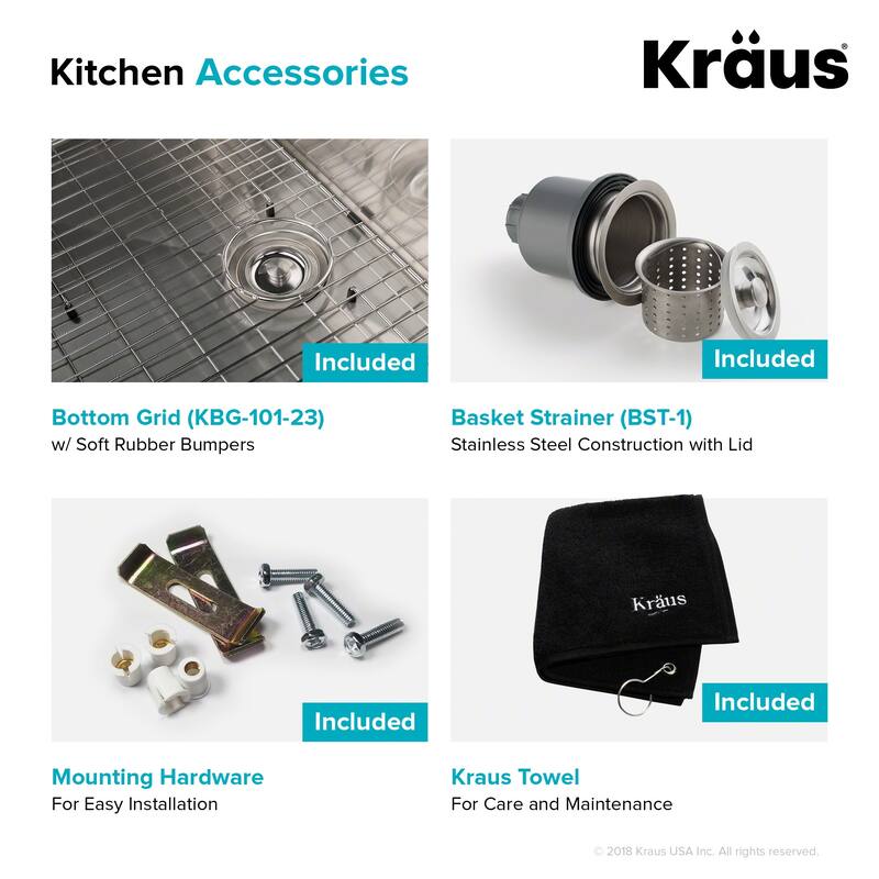 KRAUS Standart PRO Undermount Single Bowl Stainless Steel Kitchen Sink
