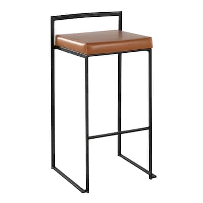 Porch & Den Forrest 30" Black Stackable Fully Welded Bar Stool (Set of 2)