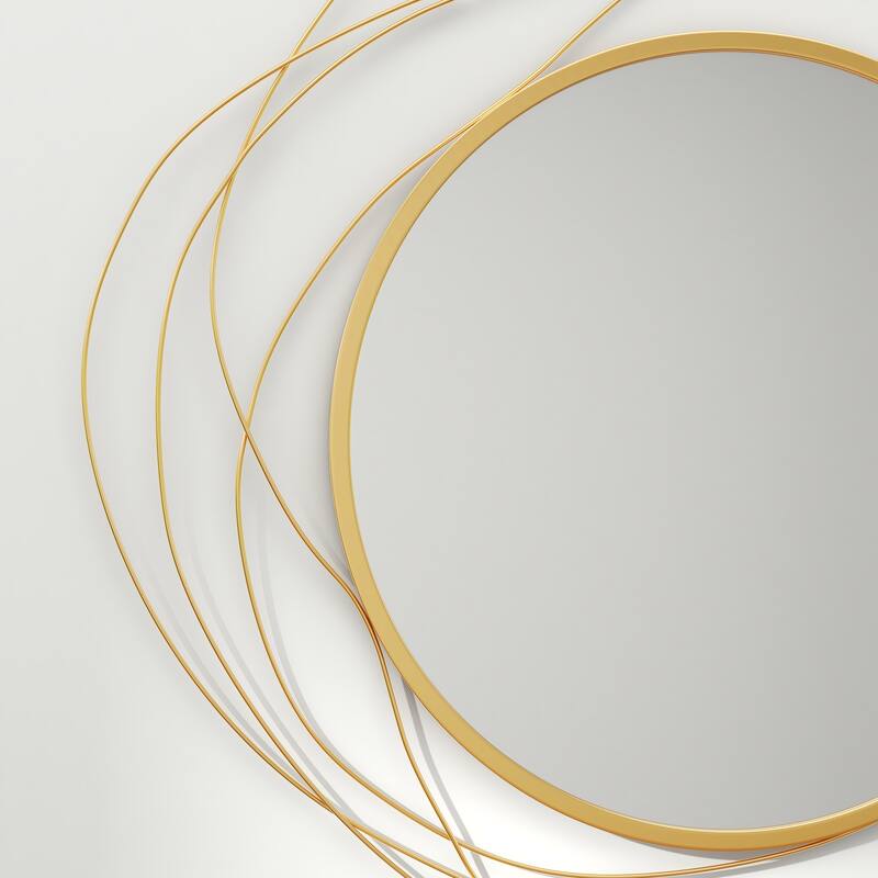 Modern Metal Wall Art Mirror Decor for Living Room Bedroom Dining Room, Gold