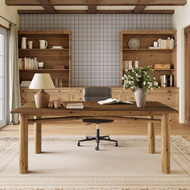 62.99 Inch Large Farmhouse Executive Desk - Brown