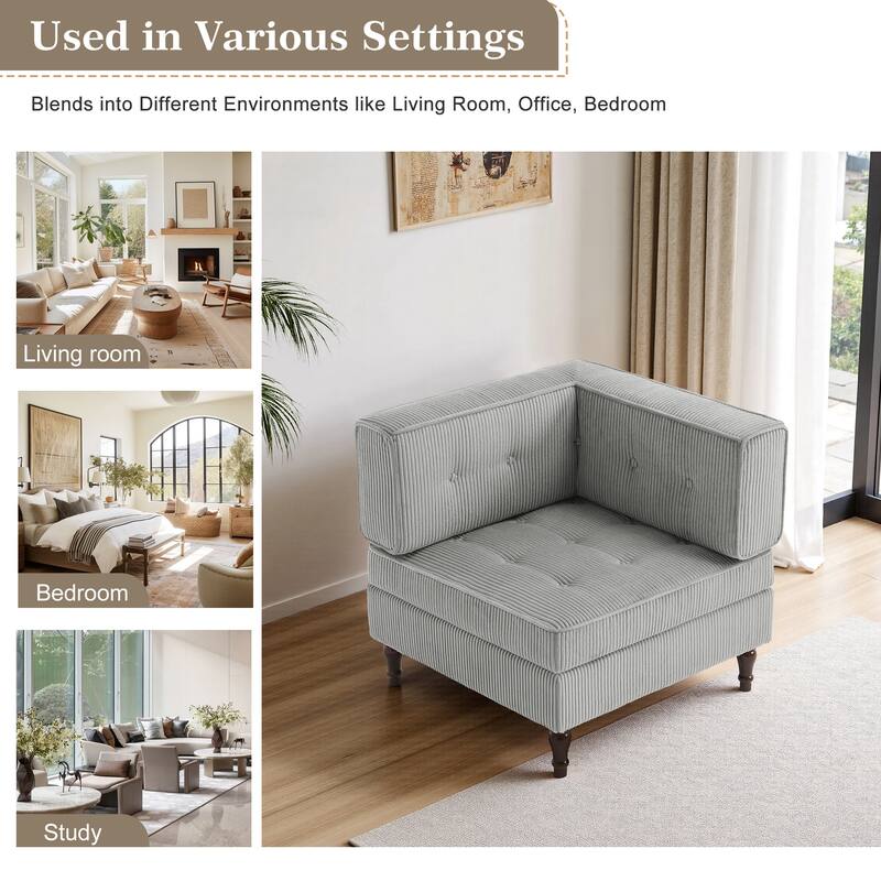 UIXE Corduroy Modular Corner Sofa Lounge Corner Arm Chair