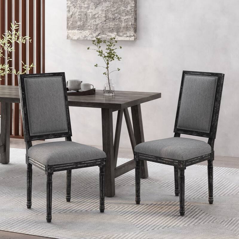 Modern 2 Piece Rubber Wood Dining Chair with Rectangular Backrest and Cushions for Dining Room Kitchen Bedroom Living Room