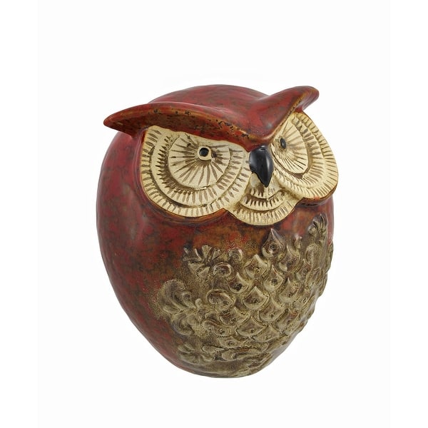 Shop Red And Brown Ceramic Owl Statue Decor 7 In Overstock