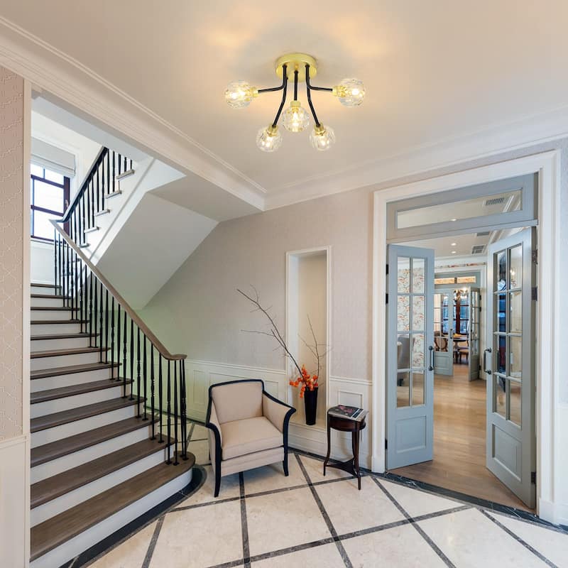 5-Light Semi Flush Mount Chandelier for Hallway Entryway Dining Room