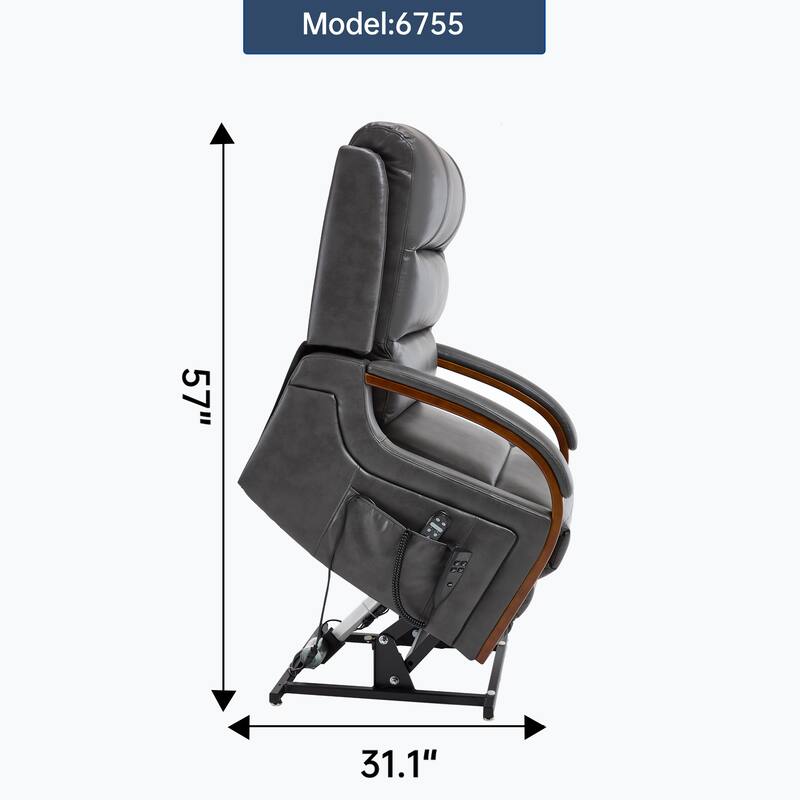 Power Lift Recliner Chair Dual Motor Infinite Position with Solid Wood Armrests, Heat Massage and Heavy Duty Motion Mechanism