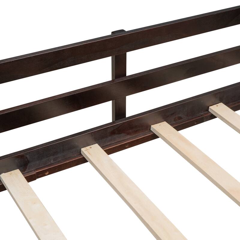 Twin Size Wood Loft Bed with Storage Boxes and Climbing Frame - Espresso