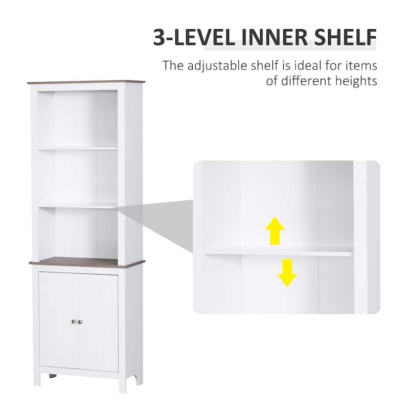 HOMCOM 69'' Freestanding Storage Cabinet, Bathroom Linen Tower, Kitchen Cupboard, Buffet Cabinet, Bookcase with Double Door