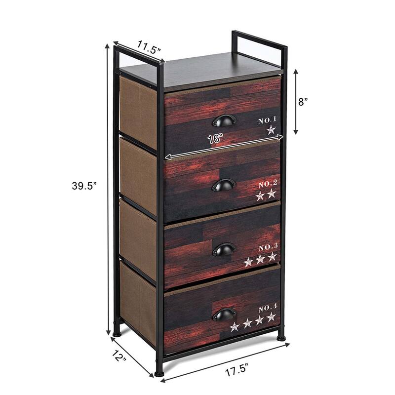 4 Drawer Fabric Dresser Storage Tower Steel Frame Closet
