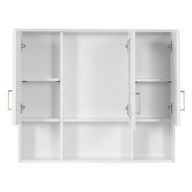35" 2-in-1 Wall Mounted Medicine Cabinet with Adjustable Shelves & Soft Close Doors, High-Define Mirror with Storage