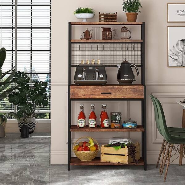 Kitchen Bakers Rack with Drawer 5Tier Storage Shelf Bed Bath