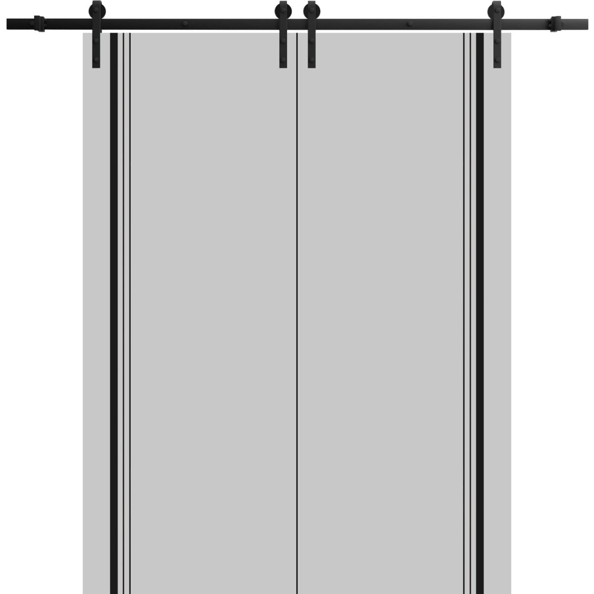 SartoDoors Planum 0011 | Closet Door Double Barn Door | Solid Wood | Hardware Set | 36x80, Grey Matte Bedroom Door Bathroom Door