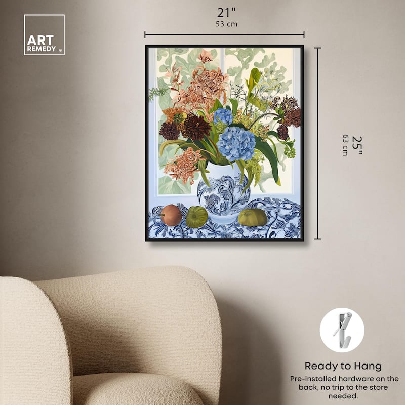 Blue Vase Bounty Canvas by Art Remedy