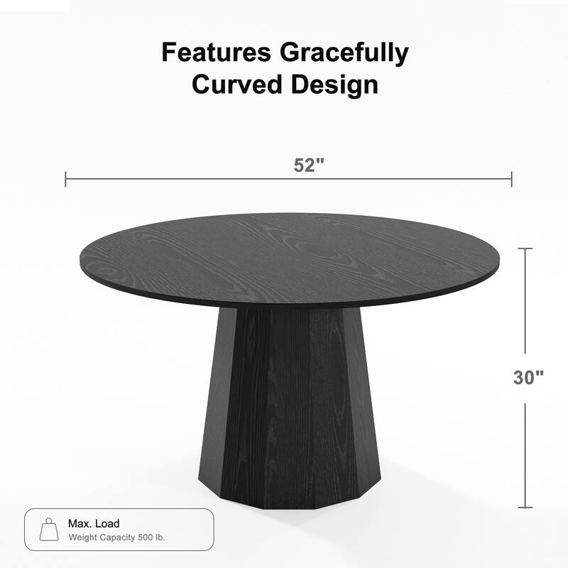 Solid Wood Round Dining Table Kitchen Table with Tabletop and Tapered Base for Living/Dining Room Coffee Office