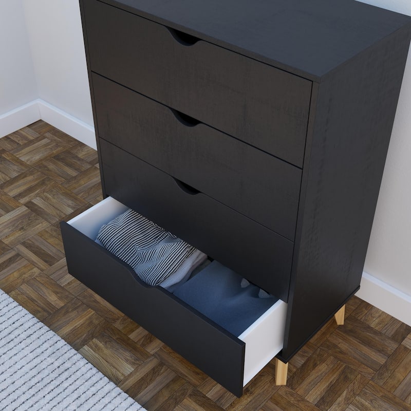 Mid Century Modern Tall 4-Drawer Dresser