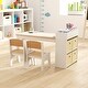 preview thumbnail 3 of 15, Kids Art Table and 2 Chairs Set with 4 Fabric Storage Bins and 4 Compartments - 39.5" x 20" x 23" (L x W x H)