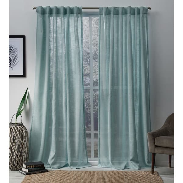 slide 1 of 39, Exclusive Home Bella Sheer Hidden Tab Top Curtain Panel Pair 54X84 - Sea Foam