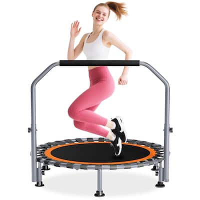 40"/48" Foldable Mini Trampoline Rebounder with Adjustable Foam Handle for Indoor/Outdoor Fitness