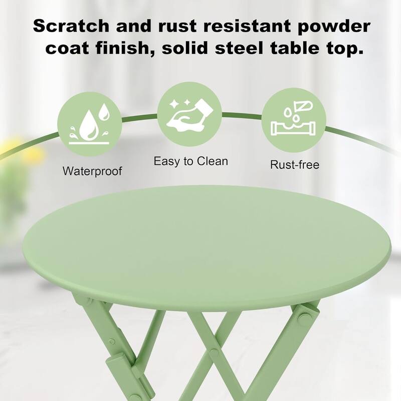 3 Pieces Patio Foldable Round Table and 2 Chairs