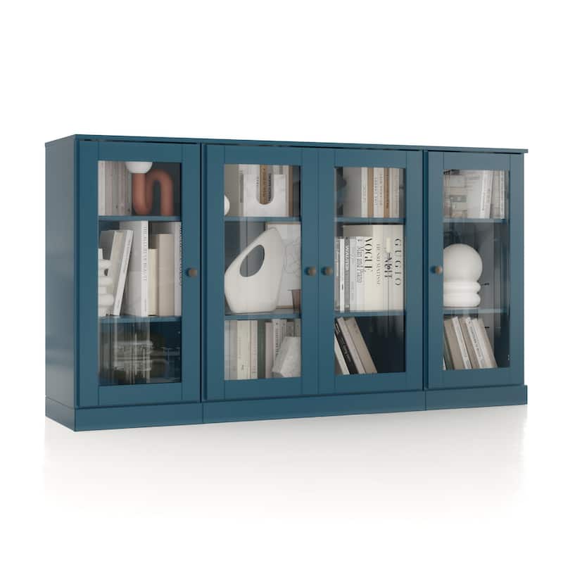 Palace Imports 100% Solid Wood 65" Sideboard with Clear Glass Doors and Adjustable Shelves