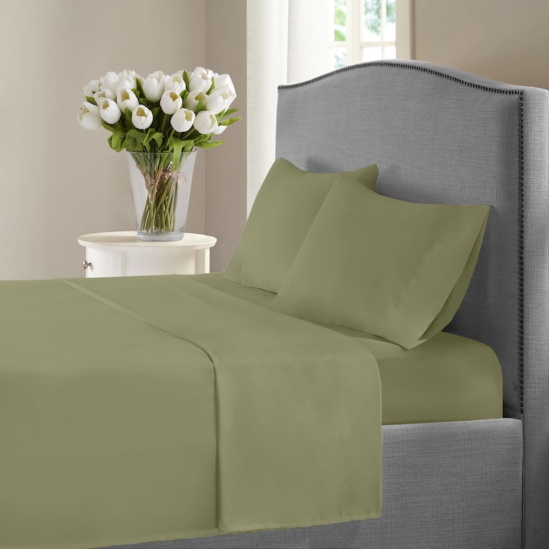 1000 Thread Count Cotton-rich Deep Pocket Sheet Set - Olive Green - Queen