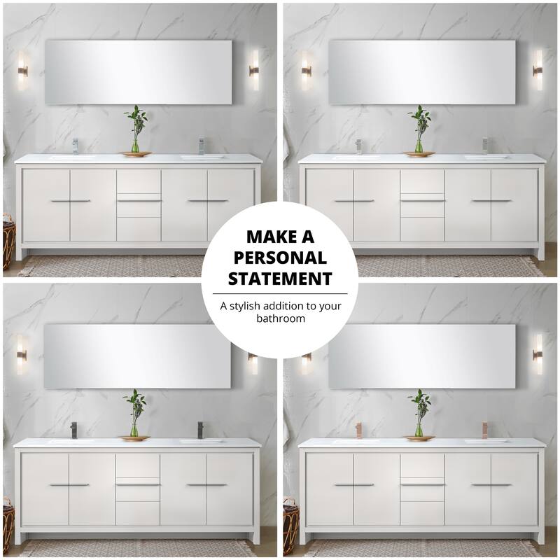 Lafarre Bath Vanity Quartz Top, Sink, Mirror & Brushed Nickel Faucet