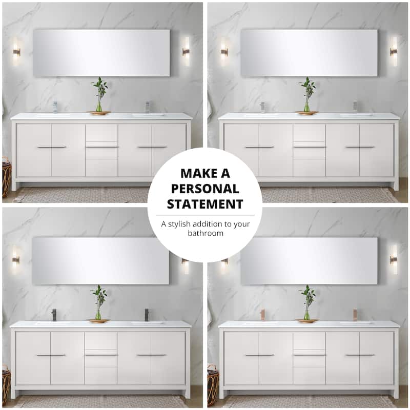 Lafarre Bath Vanity with Quartz Top, Sink, Mirror and Chrome Faucet