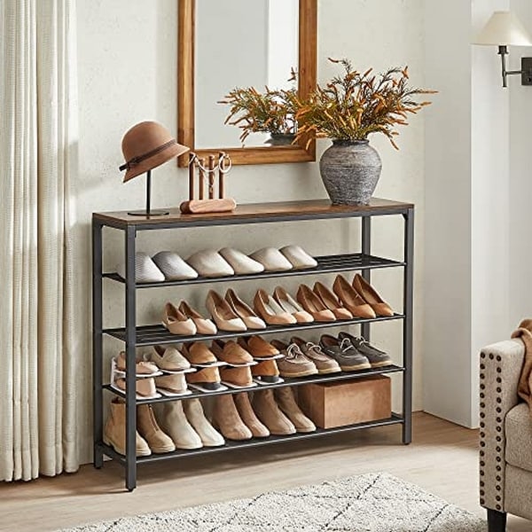 Shoe Rack Organizer with 2 Drawers and 4 Shelves Industrial
