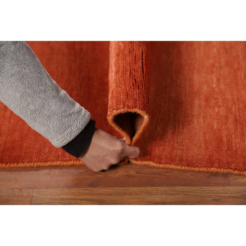 Orange Gabbeh Modern Foyer Rug Handmade Wool Carpet - 2'9"x 4'2"