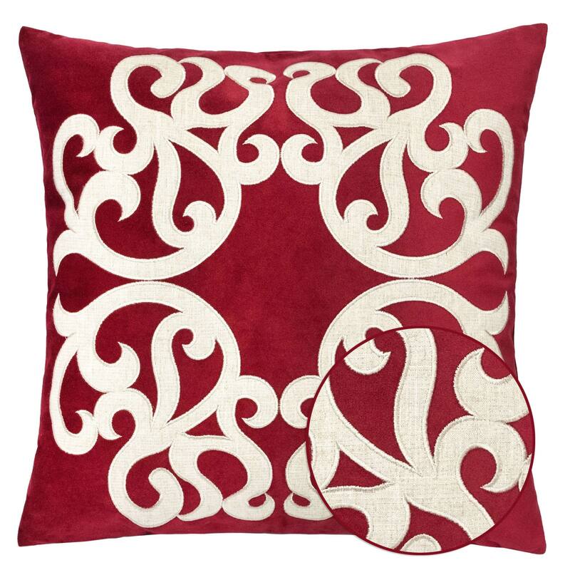 Vintage Vine Throw Pillow Set of 2, 20"x20" Polyester Velvet Cushion Covers with Hidden Zipper