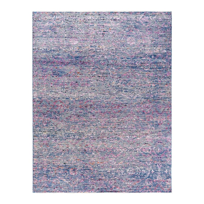 Modern One-of-a-Kind Handmade Area Rug - Blue, 7' 10" x 9' 10" - 7' 10" x 9' 10"