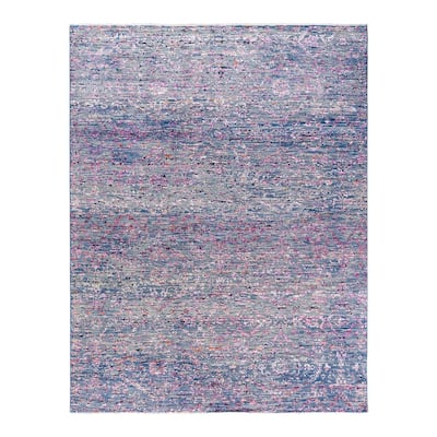 Modern One-of-a-Kind Handmade Area Rug - Blue, 7' 10" x 9' 10" - 7' 10" x 9' 10"