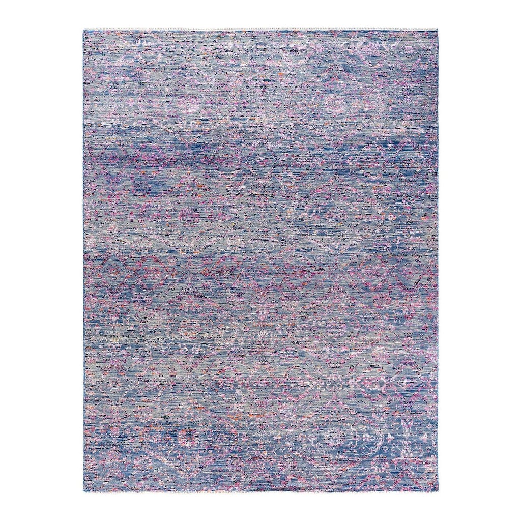 Modern One-of-a-Kind Handmade Area Rug - Blue, 7' 10" x 9' 10" - 7' 10" x 9' 10"
