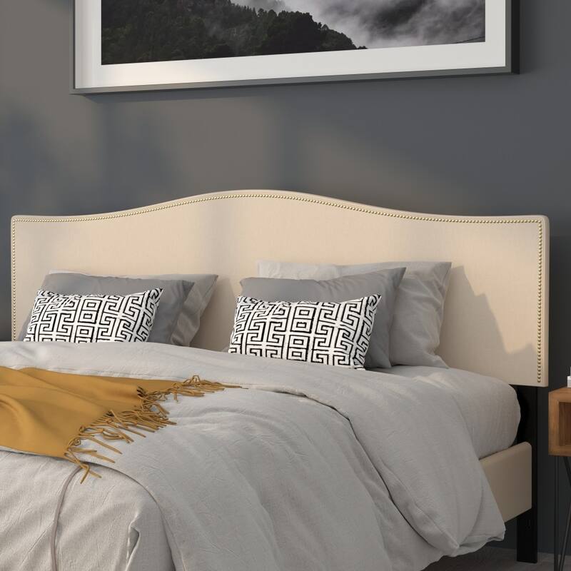 Arched Upholstered Headboard with Nailhead Trim