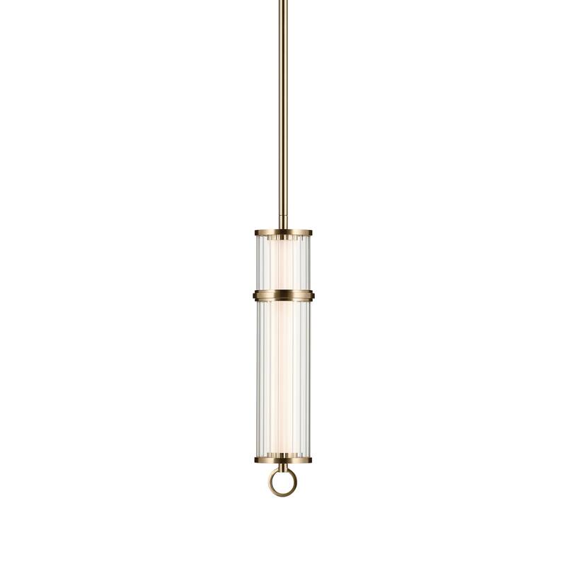 Kichler Lighting Riven 15.5 Inch LED 1 Light Pendant with Clear Fluted Glass in Champagne Bronze