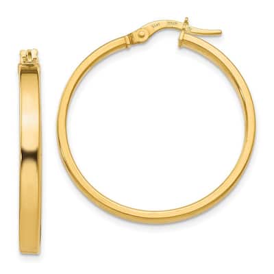 Curata 14k Yellow Gold Polished 30x3mm Domed Classic Earrings